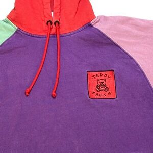 Teddy Fresh Color Block Raglan Hoodie Mens Size Medium